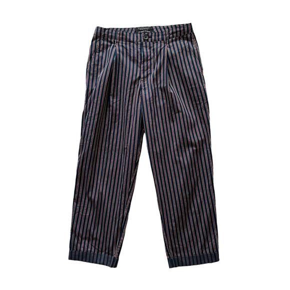 Scotch & Soda Women's Blue Stripe Cropped Button Fly Pleat Trouser Pants XS - Picture 1 of 6